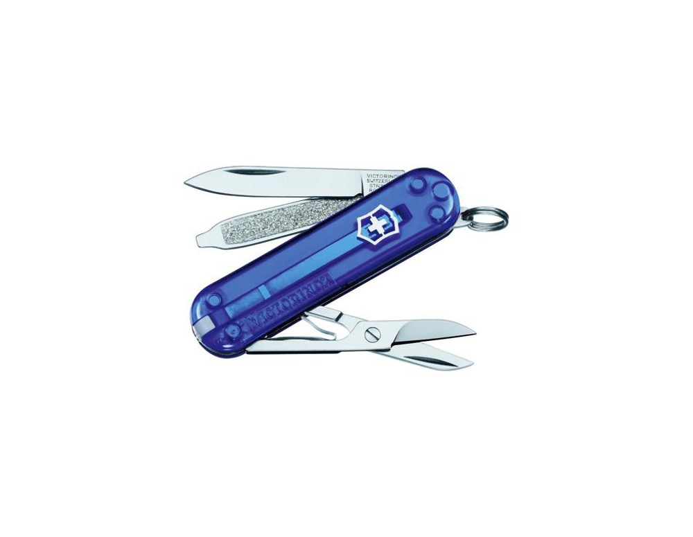 Navaja Victorinox mini 7 usos Swiss Lite con linterna azul transparente -  Ganivetería Roca