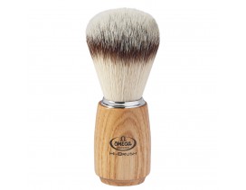 Brocha afeitar Omega Hi-Brush fibra sintetica madera clara