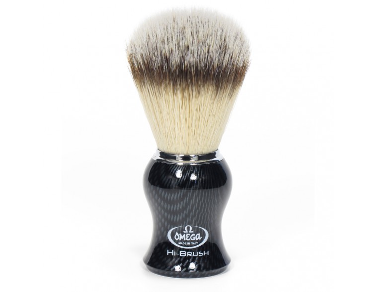 Brocha afeitar Omega Hi-Brush fibra sintetica madera clara