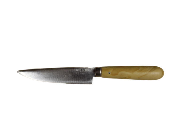 Cuchillo acero carbono Pallarés Solsona madera Boj 8 cm
