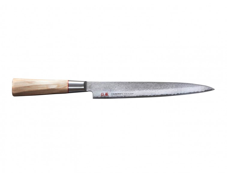 Cuchillo-japonés-sashimi-Suncraft-Twisted-Octagon-210mm-Damasco