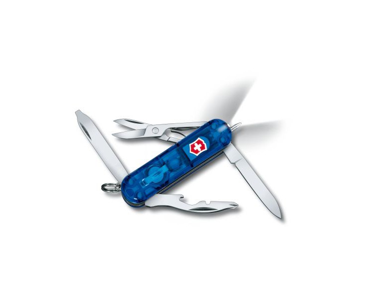 Navaja-Victorinox-mini-10-usos-Midnite-Manager-con-linterna-azul-transparente