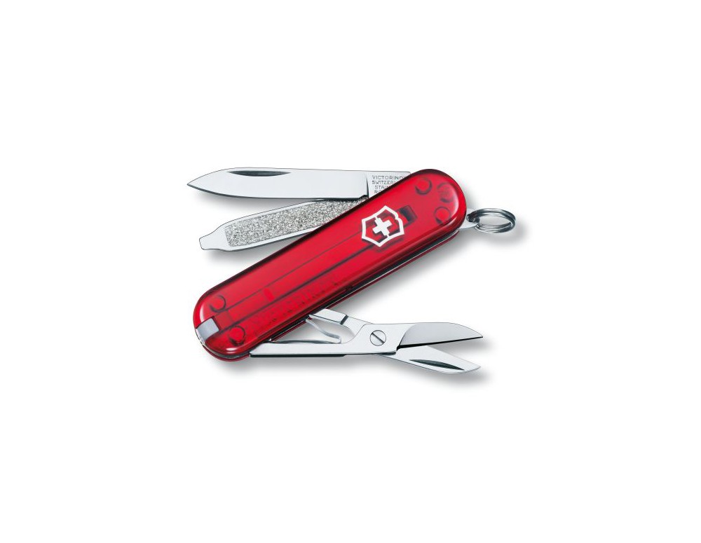 Navaja Victorinox mini 5 usos Classic SD roja transparente - Ganivetería  Roca