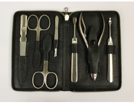 Estuche de manicura y pedicura 7 piezas Dreiturm cuero negro