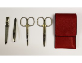 Estuche de manicura 4 piezas inox Dreiturm Rosso rojo 2 tijeras