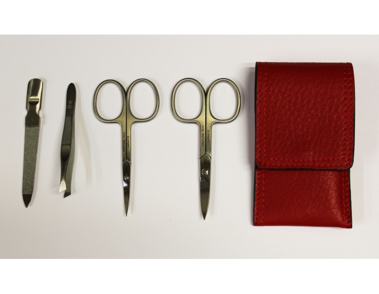 Estuche-manicura-4-piezas-Dreiturm-Rosso-rojo-2-tijeras
