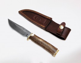 Cuchillo Muela Braco acero de Damasco y mango de cuerno
