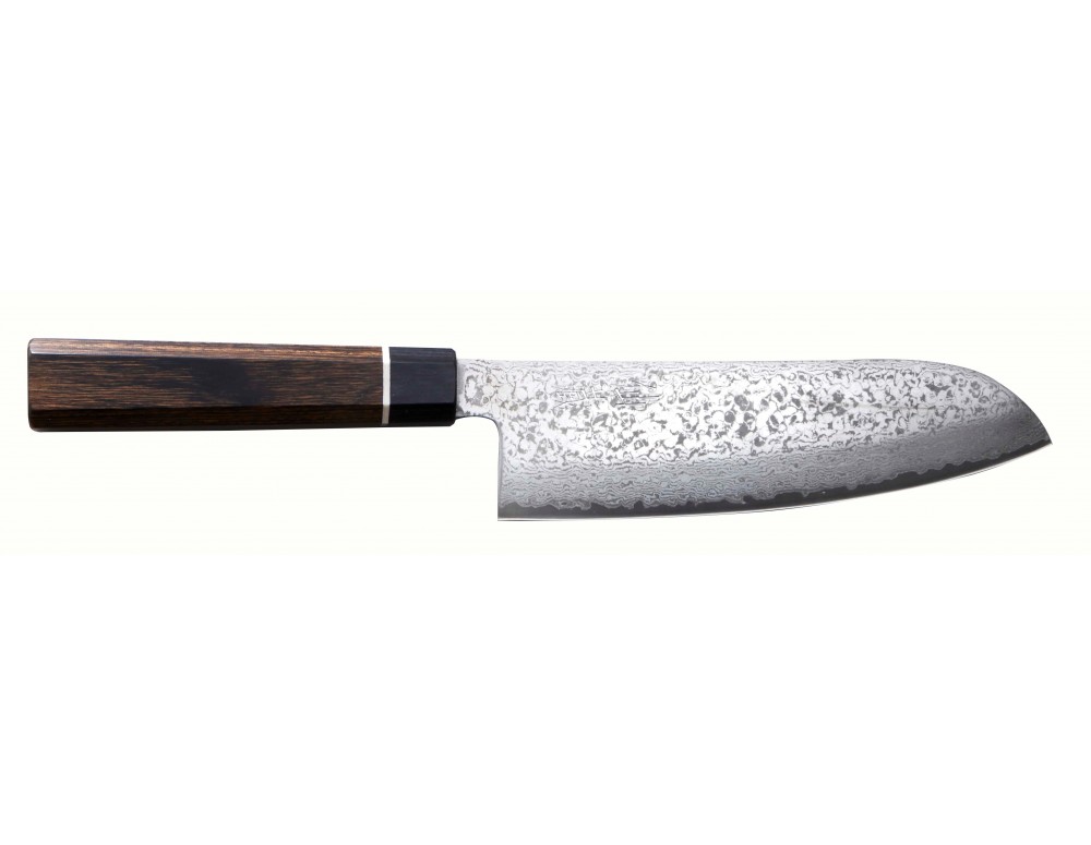 Cuchillo japonés santoku Suncraft Senzo Black 16,7 cm Damasco negro -  Ganivetería Roca