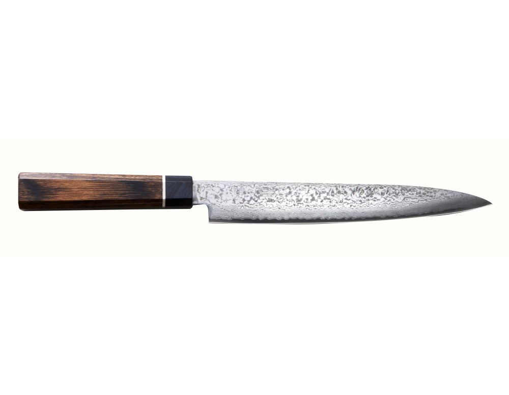 Cuchillo japonés yanagiba Suncraft Senzo Black 21 cm Damasco negro