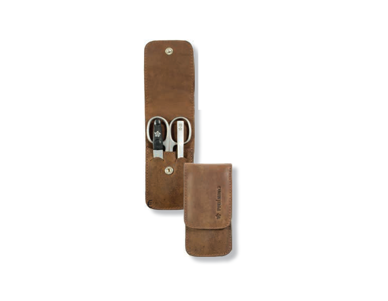 Estuche-manicura-3-piezas-inox-Pfeirling-Solingen-marrón