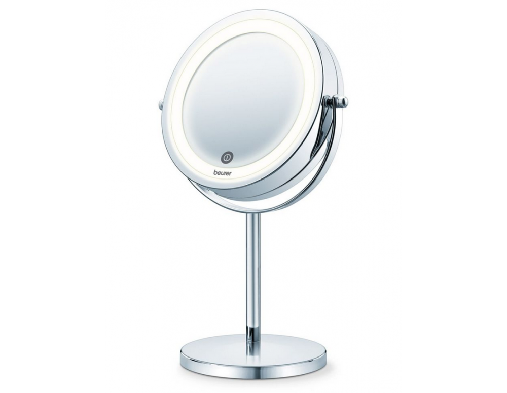 Espejo cosmético de aumento con luz x 10 gris / plata