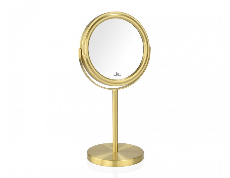 Espejo de aumento dorado con pie x5 aumentos Ø 15,5 cm