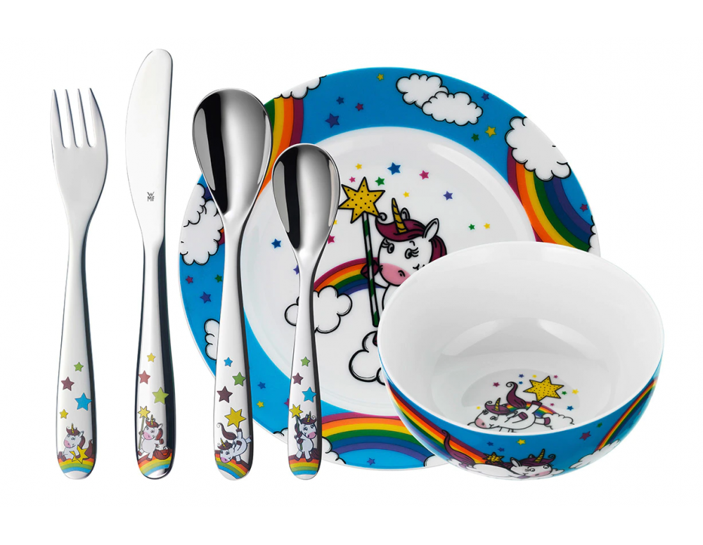Set cuberteria y vajilla 6 piezas infantil WMF Unicornio Ganiveteria Roca