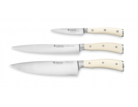Juego Wüsthof 3 cuchillos Classic Ikon Creme. Pelador, fileteador y chef