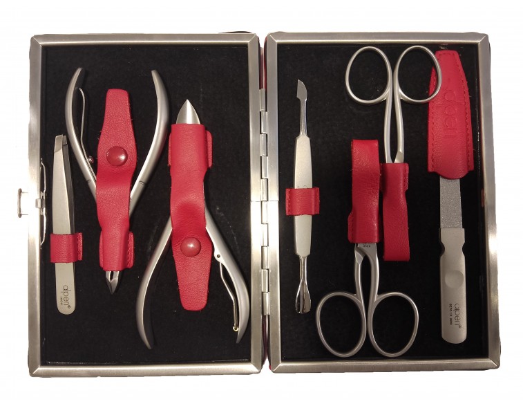 Estuche-manicura-pedicura-inox-Alpen-rojo