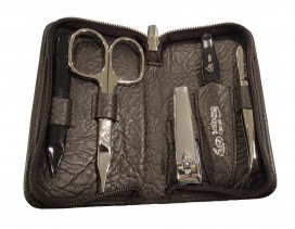 Estuche manicura Siena 5 piezas Erbe Solingen marrón cortauñas