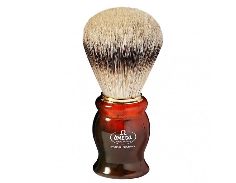Brocha afeitar Omega tejón 1ª mango imitación carey